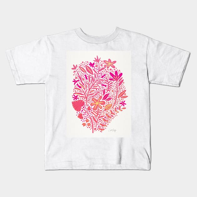 pink garden Kids T-Shirt by CatCoq